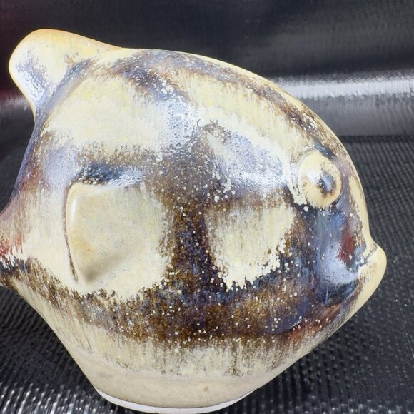 Vintage Hand Made Stoneware Pottery Piranha Fish Figurine Brown Glaze Figure VTG - Picture 8 of 12